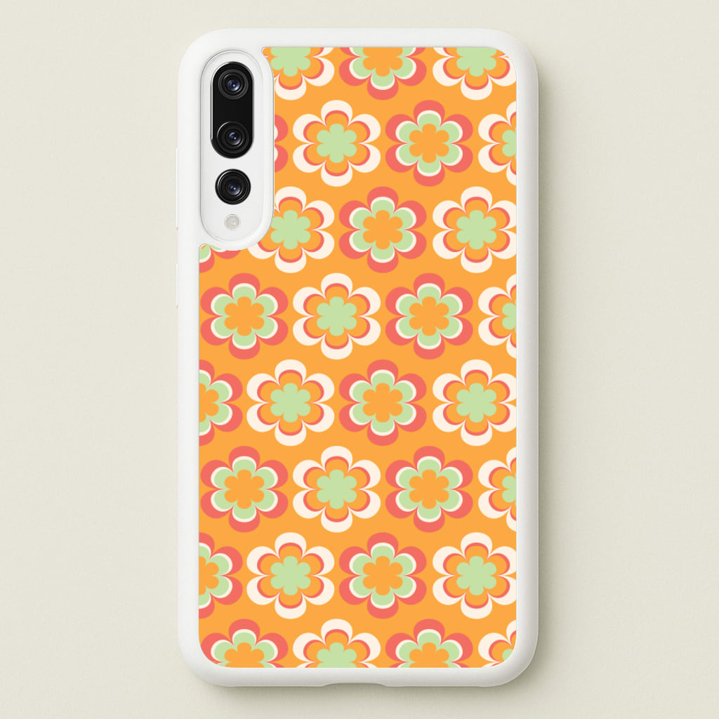 Orange Retro Flowers Pattern - Abstract Patterns Phone Case for Huawei P20 Pro