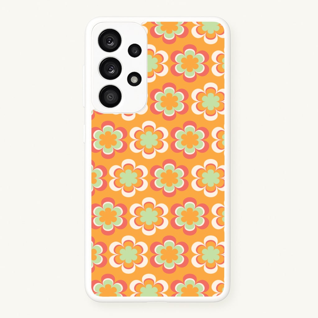 Orange Retro Flowers Pattern - Abstract Patterns Phone Case for Galaxy A33