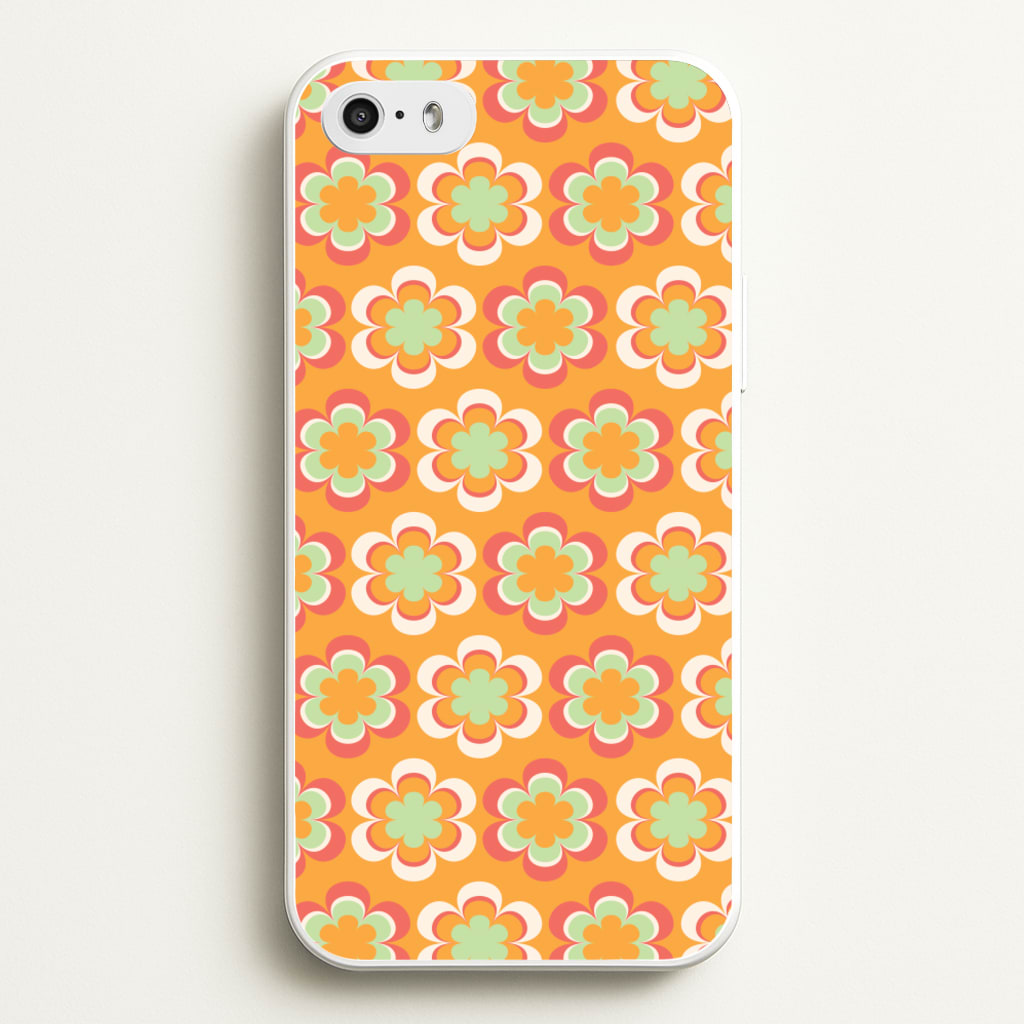 Orange Retro Flowers Pattern - Abstract Patterns Phone Case for iPhone 5 / 5s / SE 2016