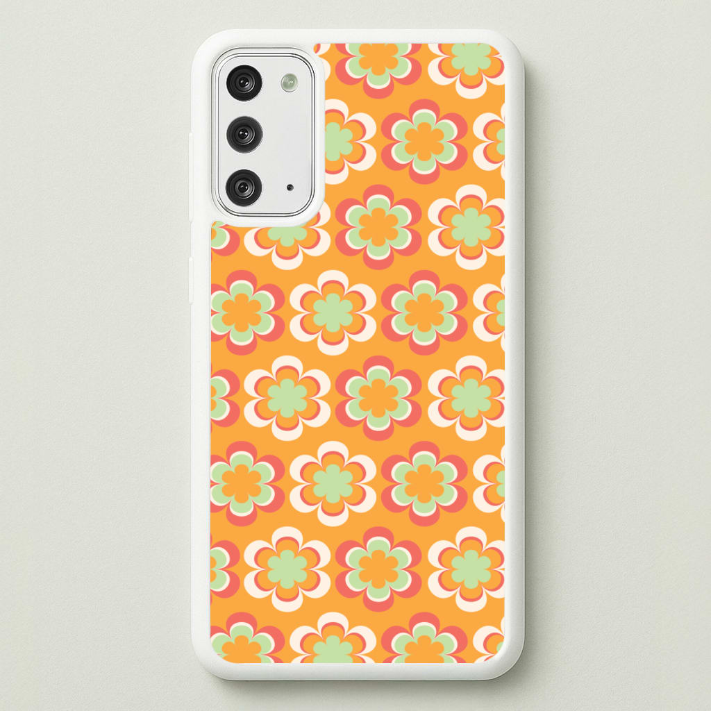 Orange Retro Flowers Pattern - Abstract Patterns Phone Case for Galaxy Note 20