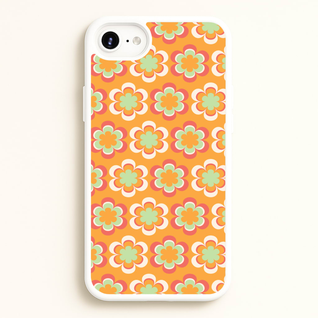 Orange Retro Flowers Pattern - Abstract Patterns Phone Case for iPhone 6 / 7 / 8 / SE