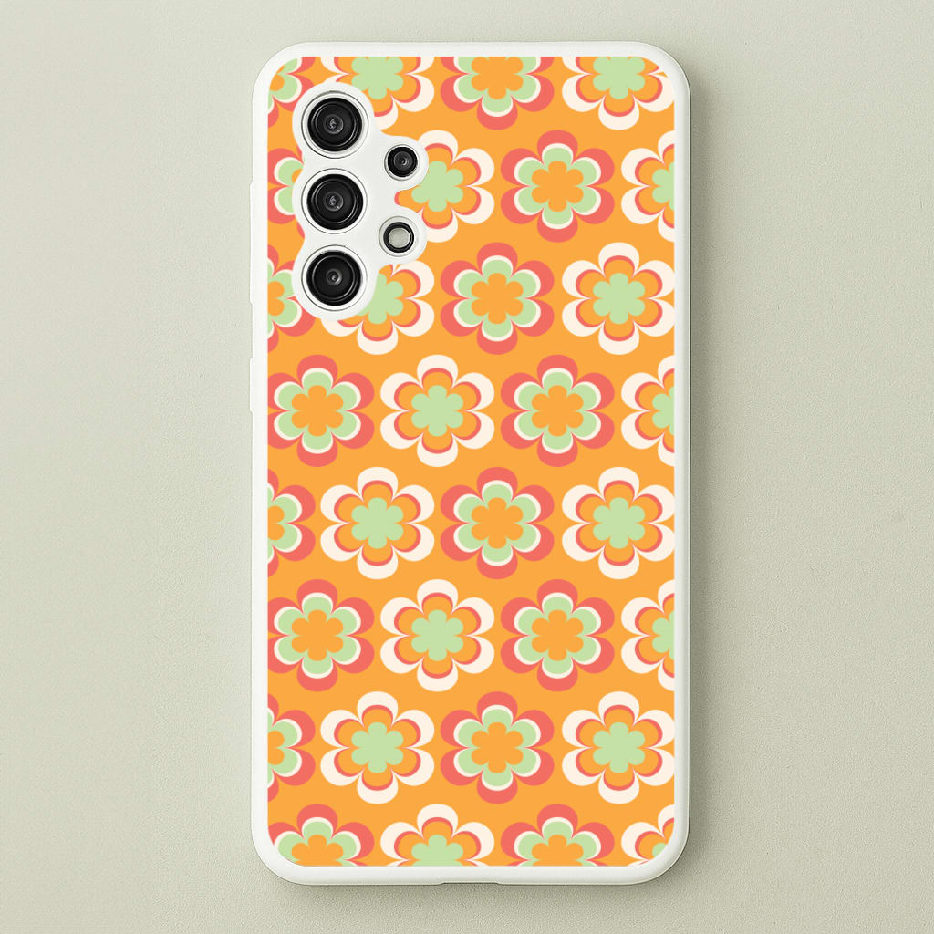 Orange Retro Flowers Pattern - Abstract Patterns Phone Case for Galaxy A13