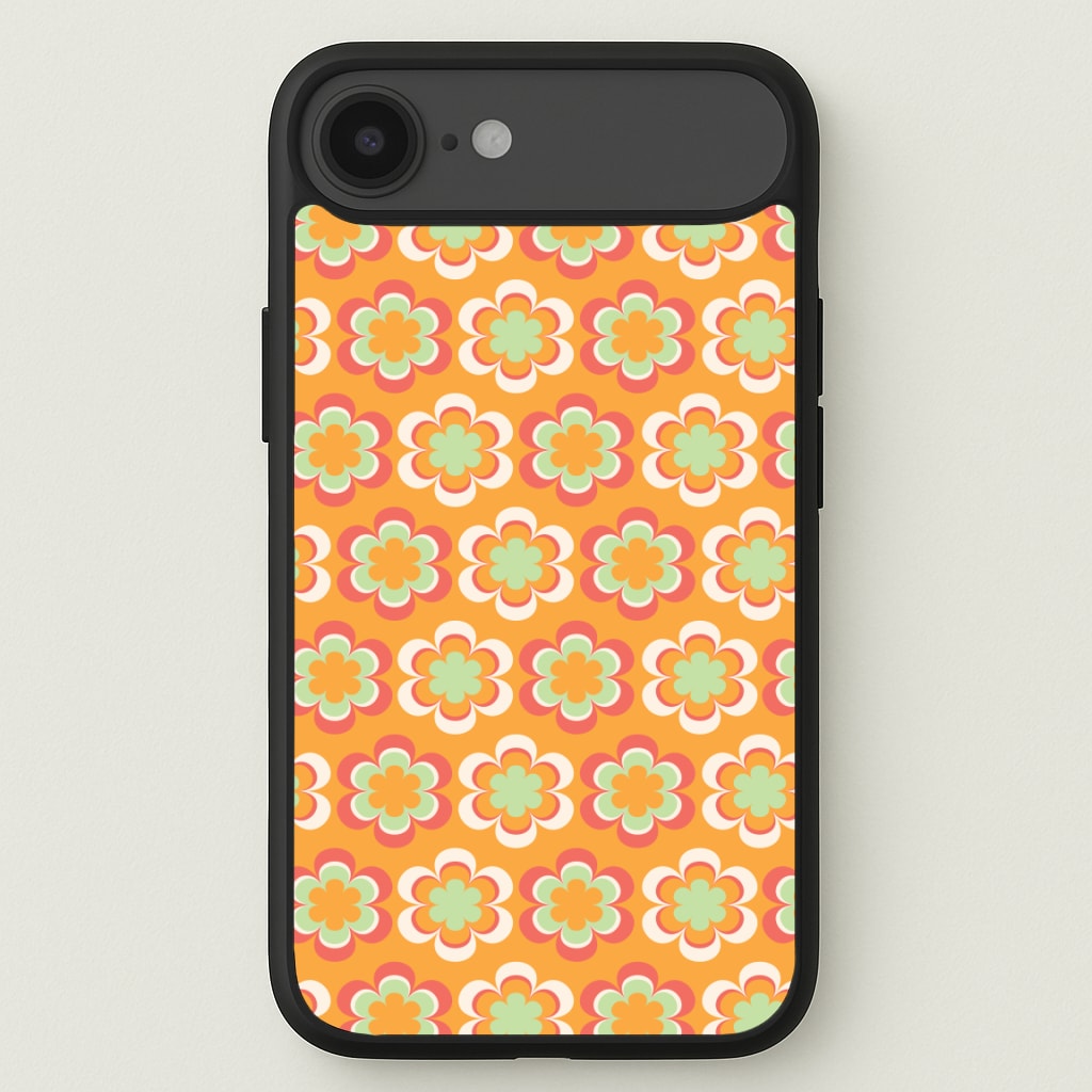 Orange Retro Flowers Pattern Phone Case for iPhone 17 Air