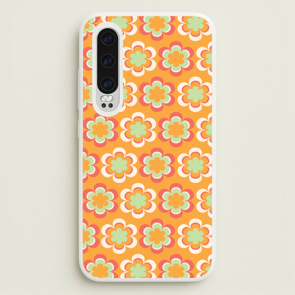 Orange Retro Flowers Pattern - Abstract Patterns Phone Case for Huawei P30