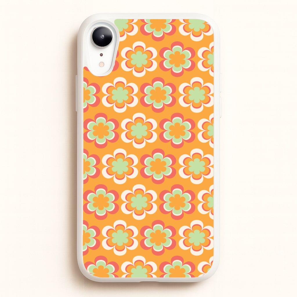 Orange Retro Flowers Pattern - Abstract Patterns Phone Case for iPhone XR