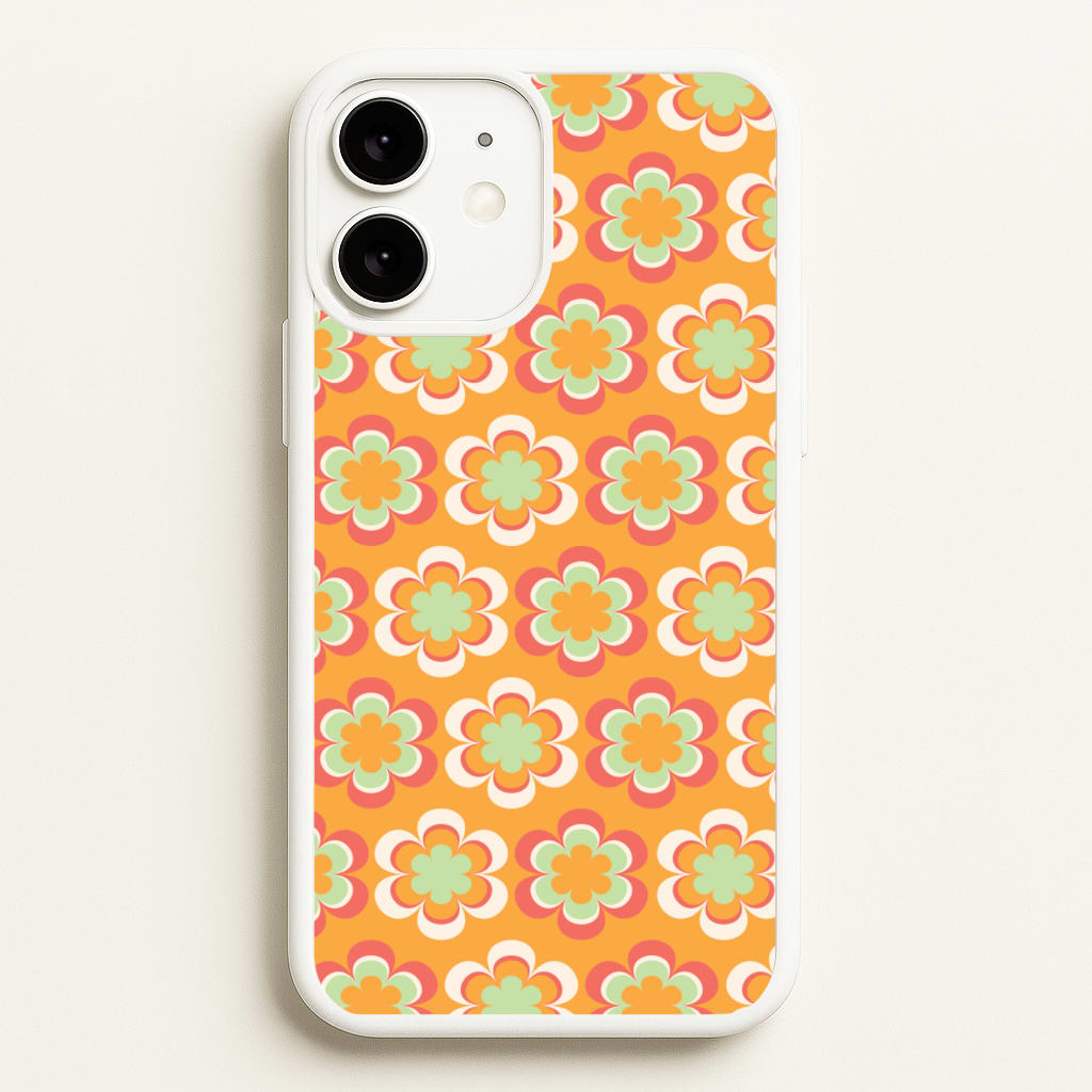 Orange Retro Flowers Pattern - Abstract Patterns Phone Case for iPhone 11