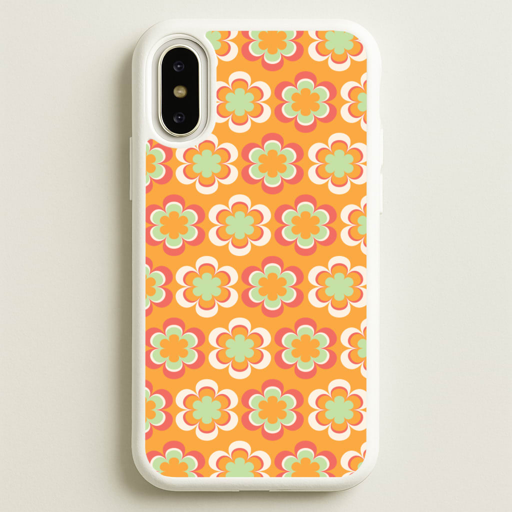 Orange Retro Flowers Pattern - Abstract Patterns Phone Case for iPhone X / XS