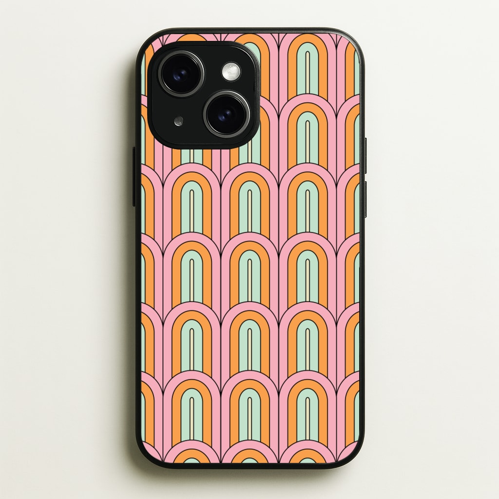 Pastel Retro Arches Pattern - Abstract Patterns Phone Case for iPhone 15