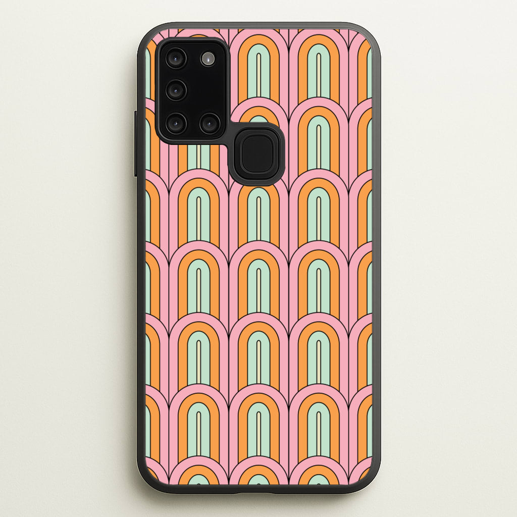 Pastel Retro Arches Pattern - Abstract Patterns Phone Case for Galaxy A21s