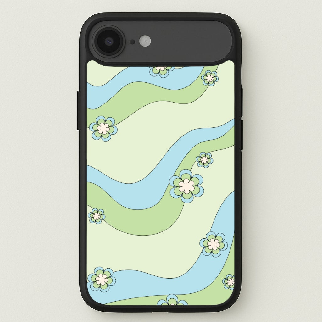 Waves And Flowers Green Retro Pattern Phone Case for iPhone 17 Air