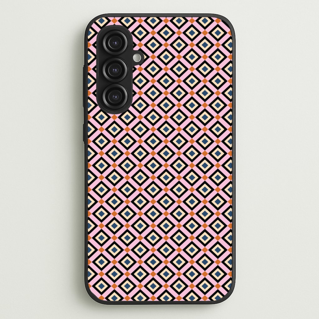 Retro Diamonds Pattern - Abstract Patterns Phone Case for Galaxy S23FE
