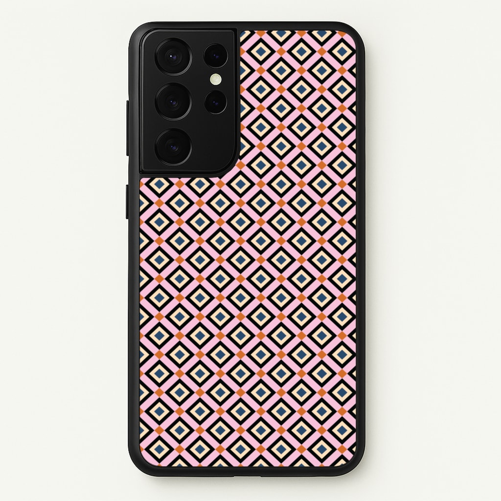 Retro Diamonds Pattern - Abstract Patterns Phone Case for Galaxy S21 Ultra