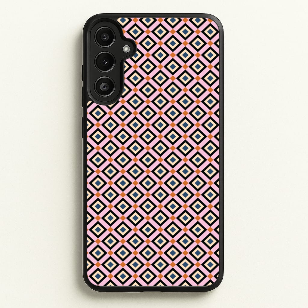 Retro Diamonds Pattern - Abstract Patterns Phone Case for Galaxy A34
