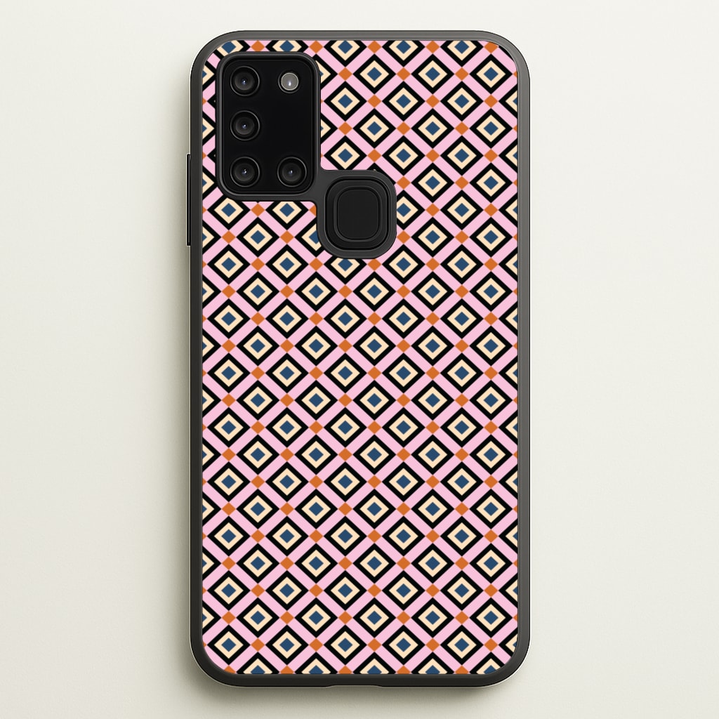 Retro Diamonds Pattern - Abstract Patterns Phone Case for Galaxy A21s