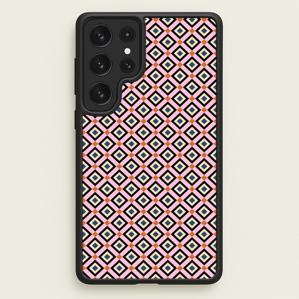 Retro Diamonds Pattern - Abstract Patterns Phone Case for Galaxy S23 Ultra
