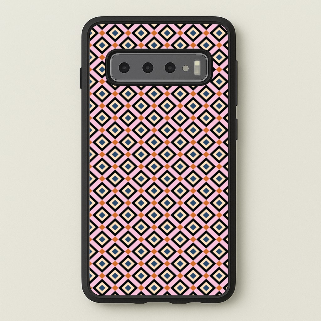 Retro Diamonds Pattern - Abstract Patterns Phone Case for Galaxy S10