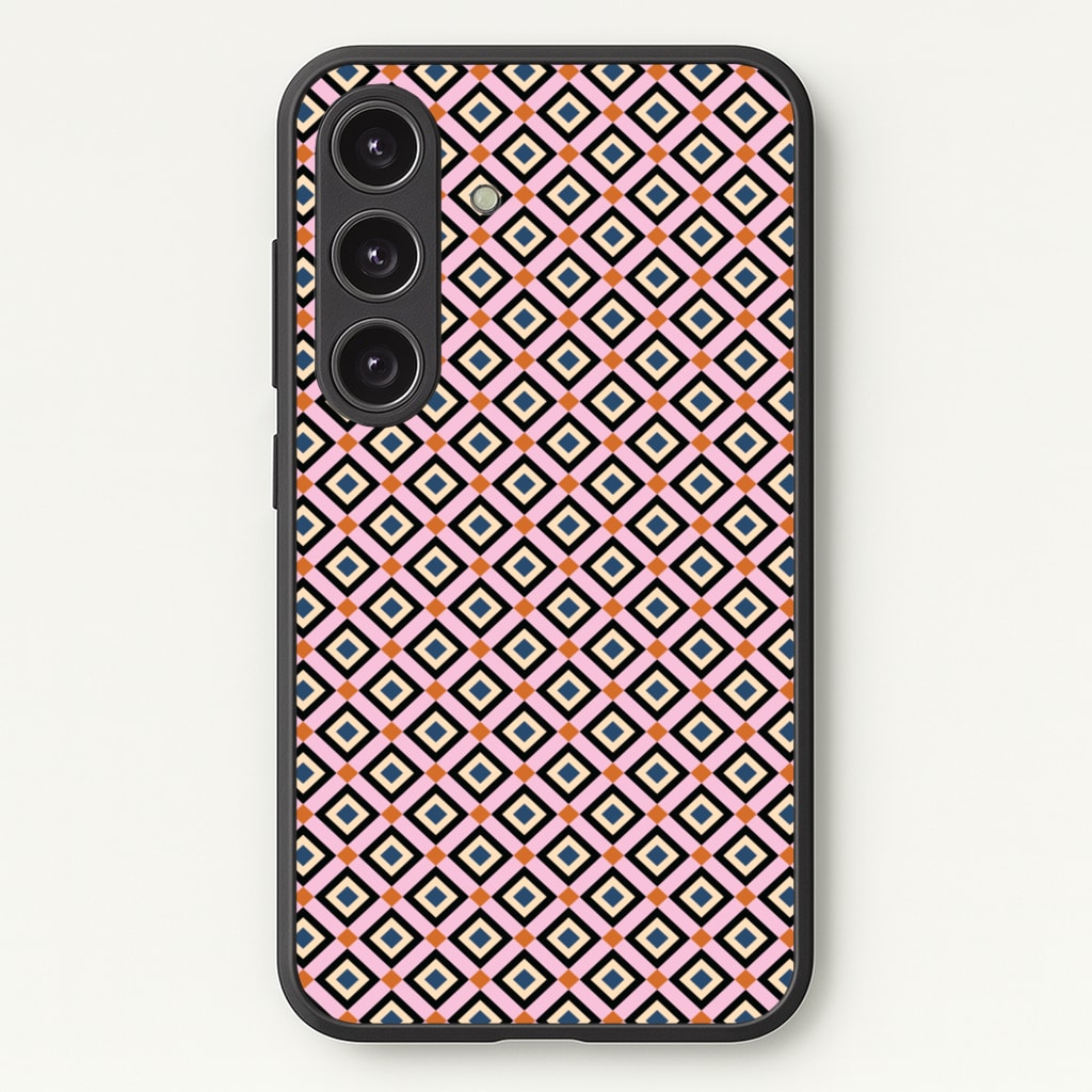 Retro Diamonds Pattern - Abstract Patterns Phone Case for Galaxy S24FE