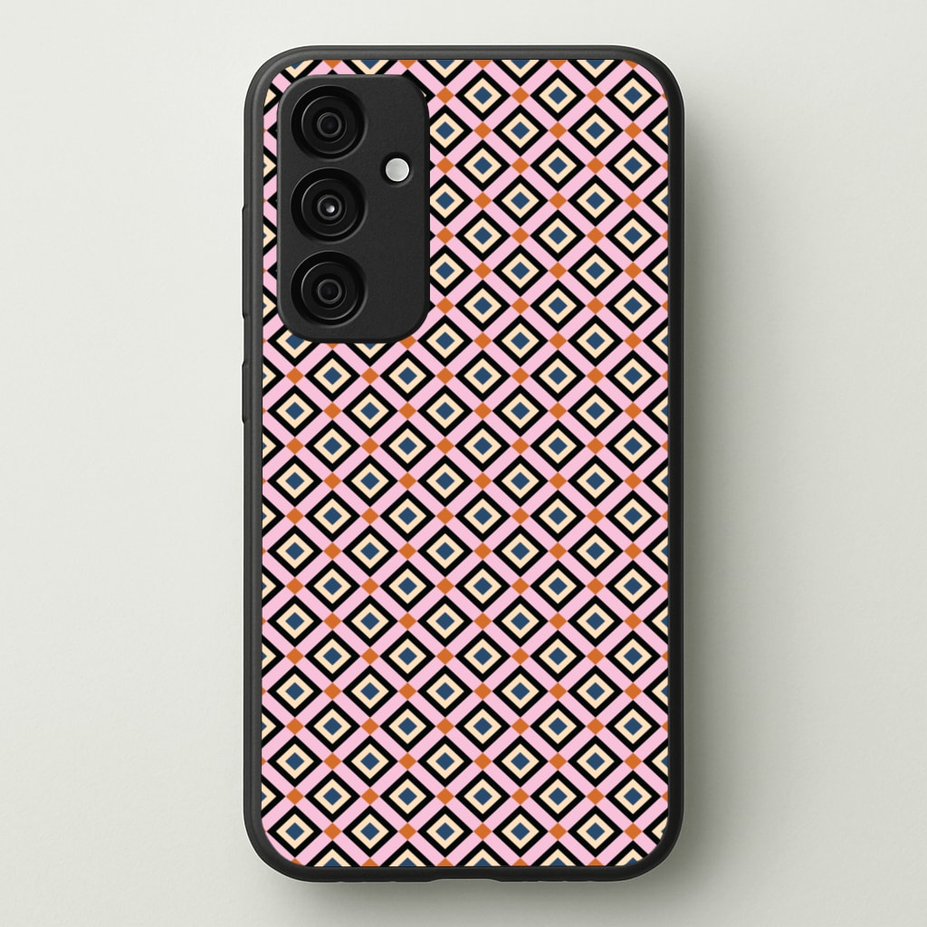 Retro Diamonds Pattern - Abstract Patterns Phone Case for Galaxy A35