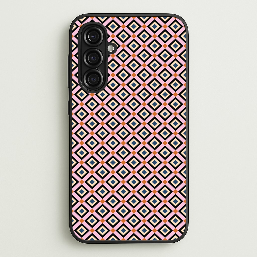 Retro Diamonds Pattern - Abstract Patterns Phone Case for Galaxy A16