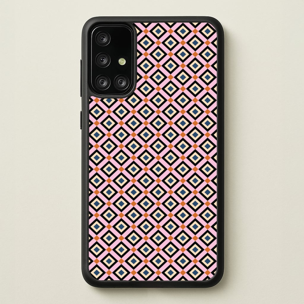 Retro Diamonds Pattern - Abstract Patterns Phone Case for Galaxy A71