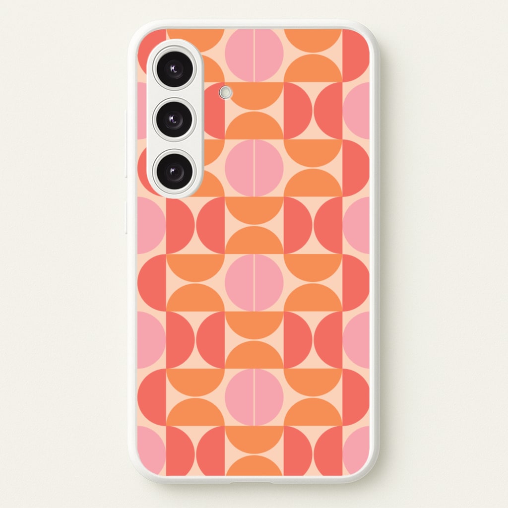 Retro Semi Circles Pattern - Abstract Patterns Phone Case for Galaxy S24