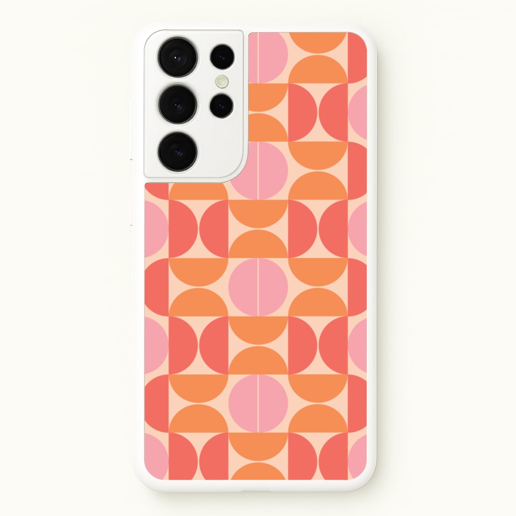 Retro Semi Circles Pattern - Abstract Patterns Phone Case for Galaxy S21 Ultra