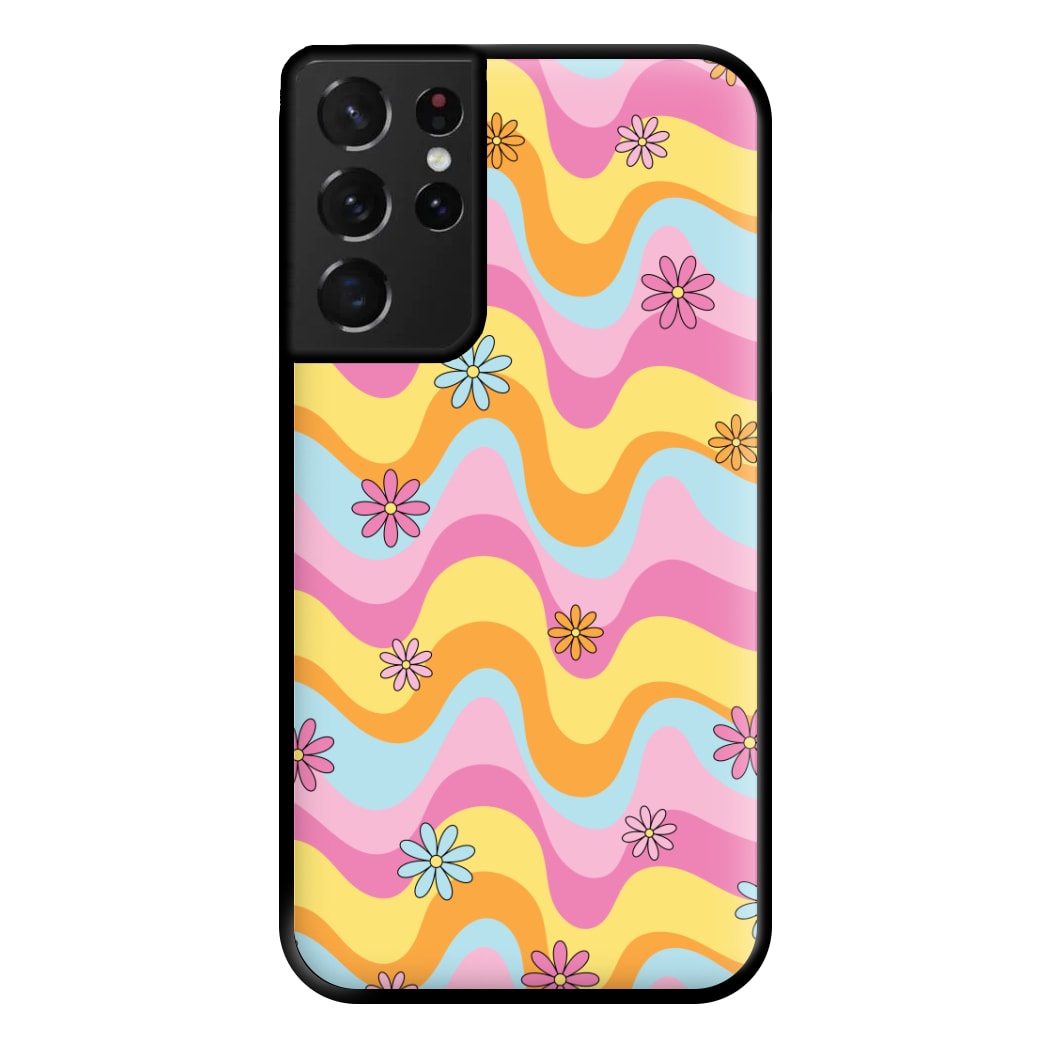 Summer Waves Retro Pattern Phone Case for Galaxy S21 Ultra