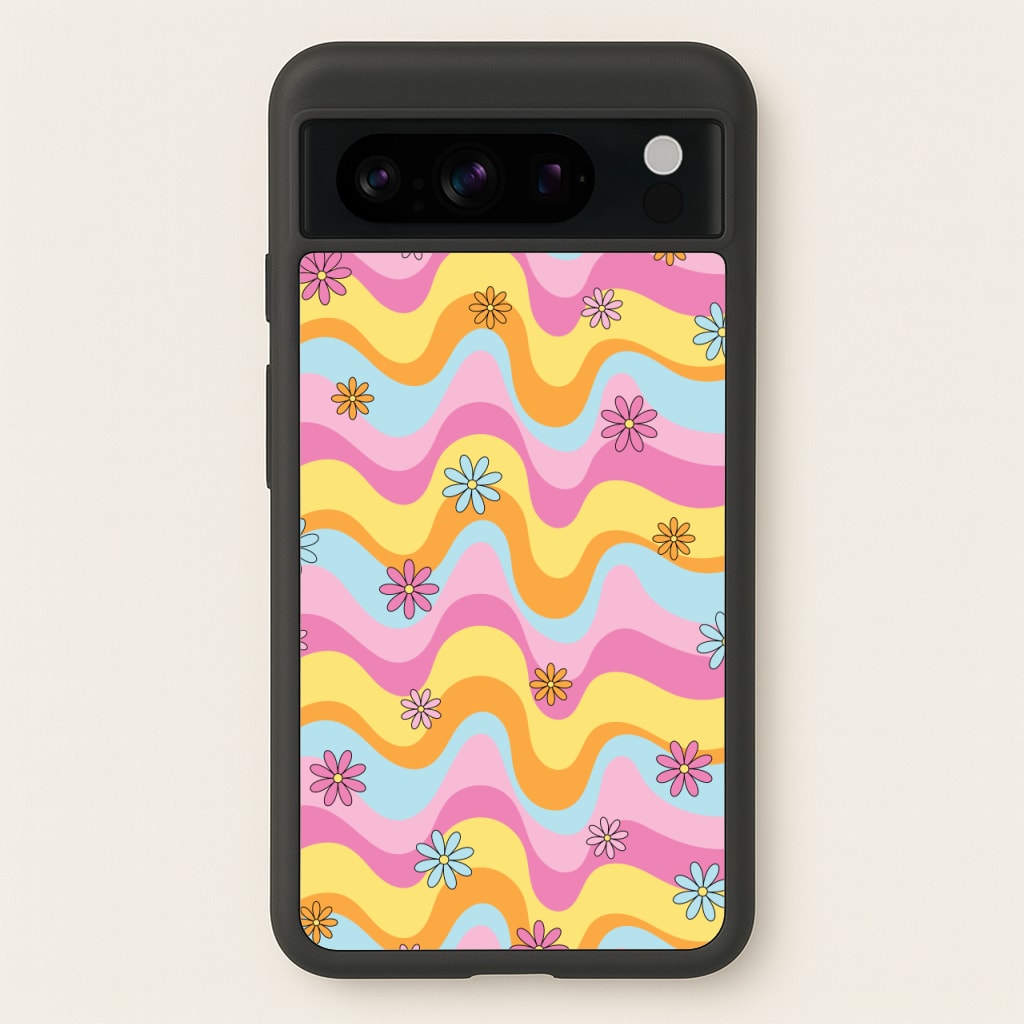 Summer Waves Retro Pattern - Abstract Patterns Phone Case for Google Pixel 8 Pro