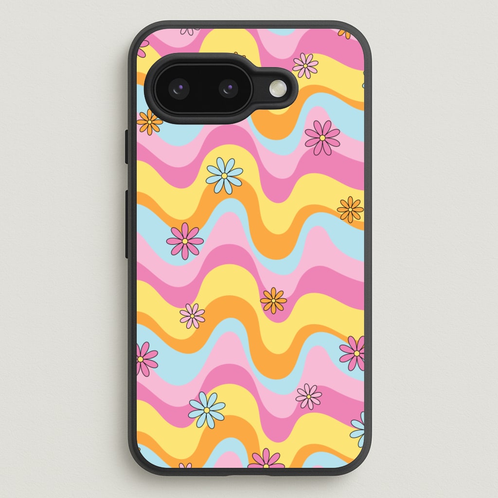 Summer Waves Retro Pattern - Abstract Patterns Phone Case for Google Pixel 9a