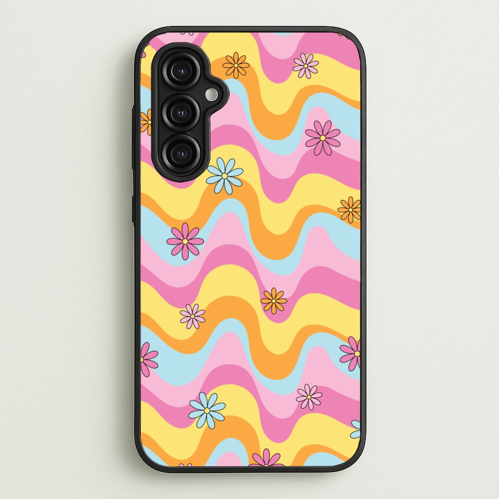 Summer Waves Retro Pattern - Abstract Patterns Phone Case for Galaxy A14