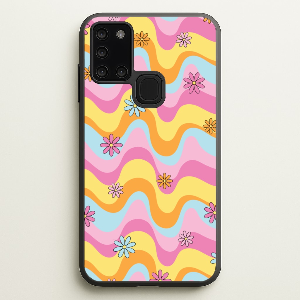 Summer Waves Retro Pattern - Abstract Patterns Phone Case for Galaxy A21s