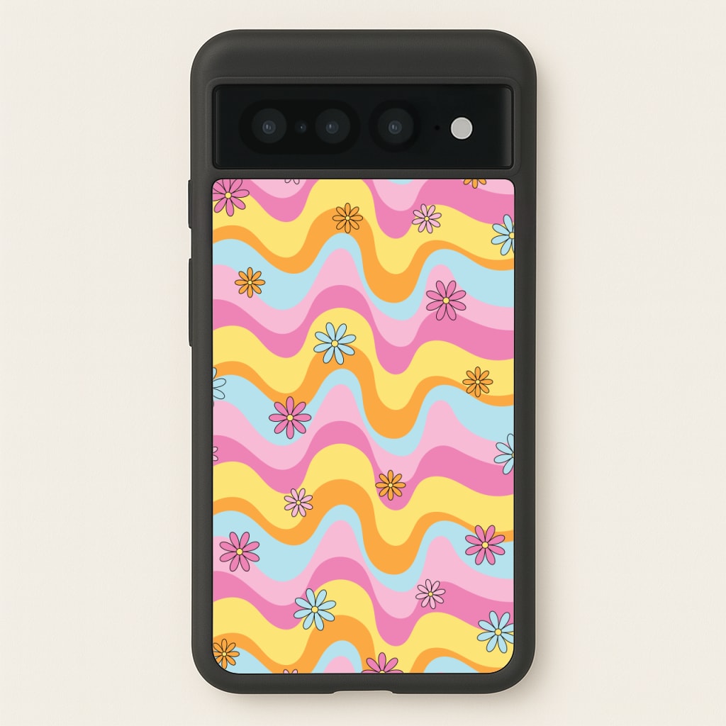 Summer Waves Retro Pattern - Abstract Patterns Phone Case for Google Pixel 7 Pro