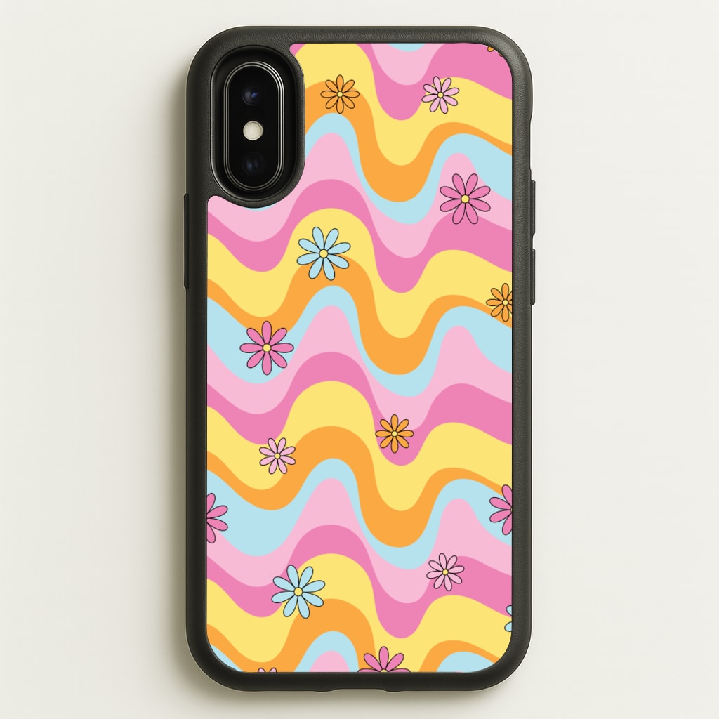 Summer Waves Retro Pattern - Abstract Patterns Phone Case for iPhone X / XS
