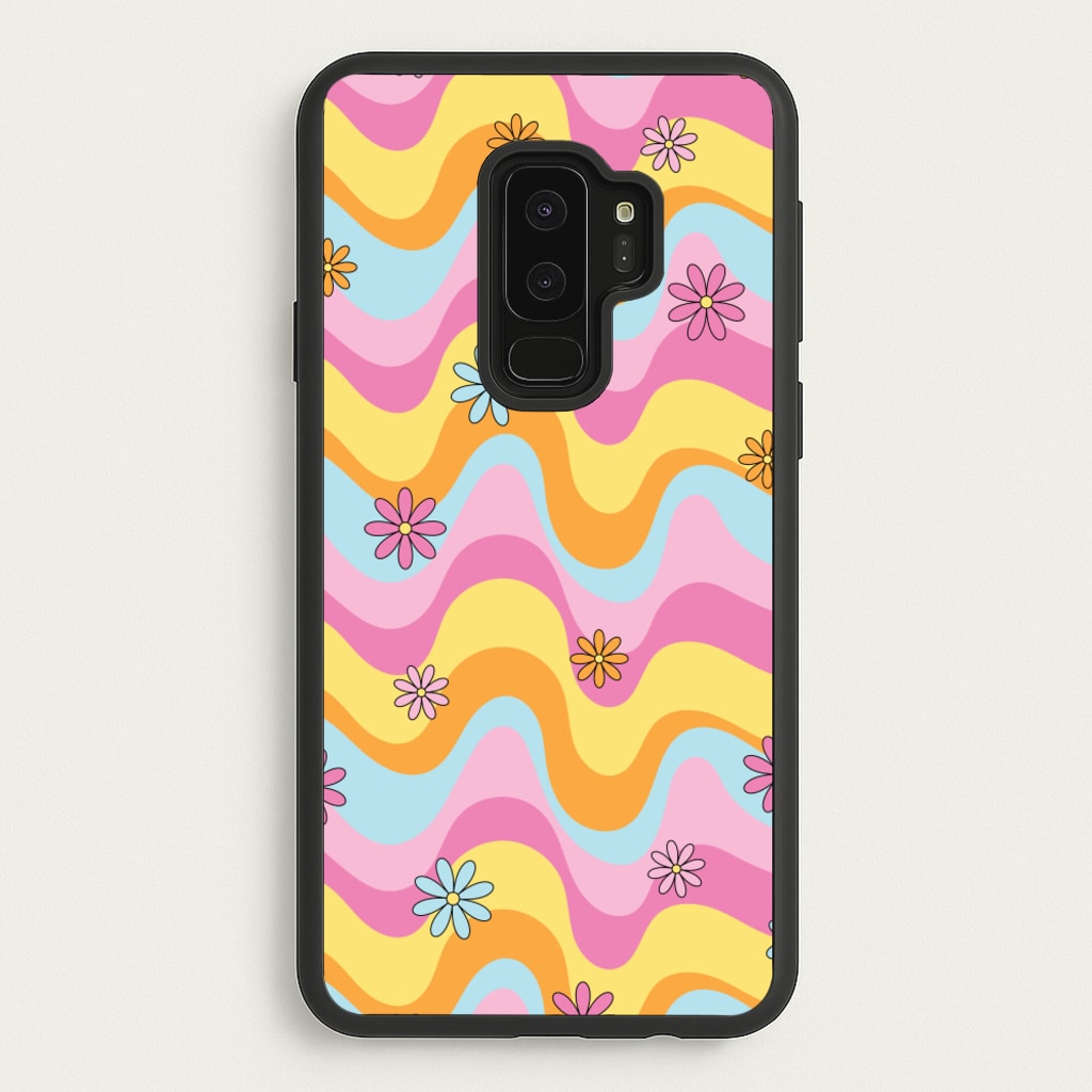 Summer Waves Retro Pattern - Abstract Patterns Phone Case for Galaxy S9 Plus