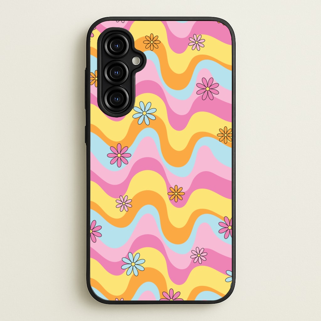Summer Waves Retro Pattern - Abstract Patterns Phone Case for Galaxy A54