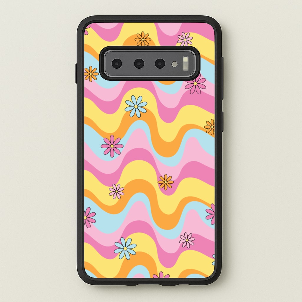Summer Waves Retro Pattern - Abstract Patterns Phone Case for Galaxy S10 Plus