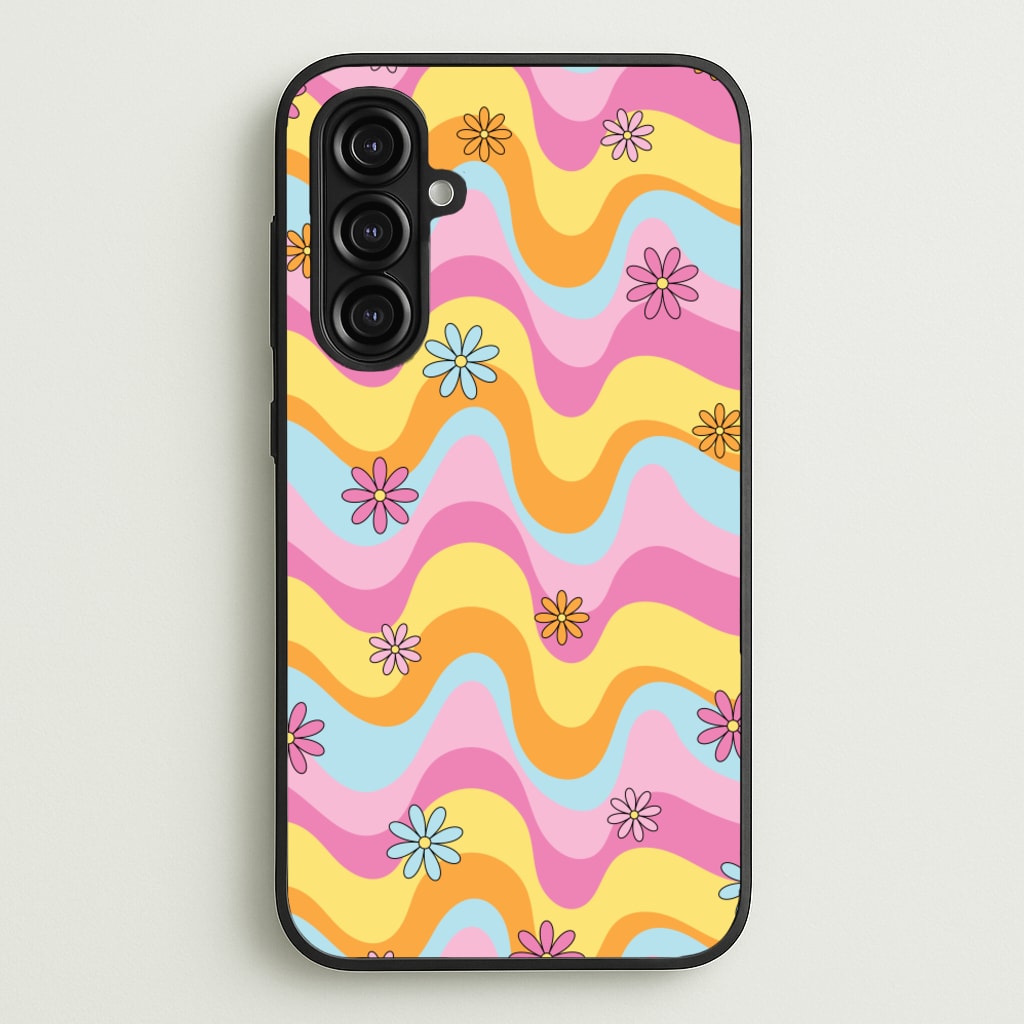 Summer Waves Retro Pattern - Abstract Patterns Phone Case for Galaxy A16