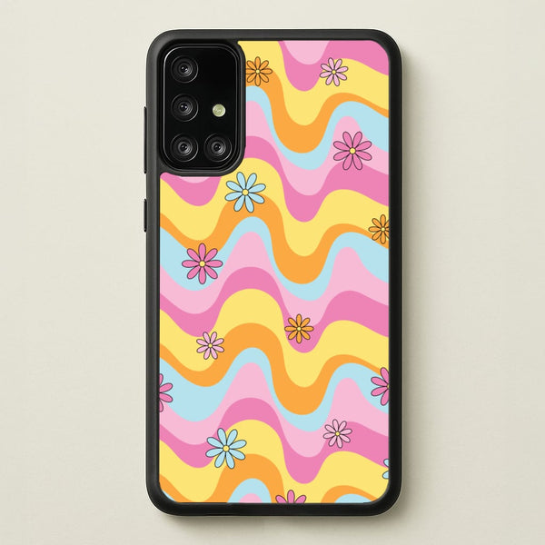 Summer Waves Retro Pattern - Abstract Patterns Phone Case for Galaxy A71