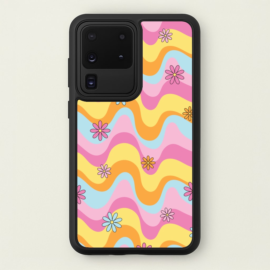 Summer Waves Retro Pattern - Abstract Patterns Phone Case for Galaxy S20 Ultra