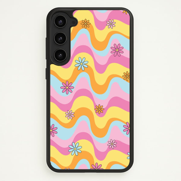 Summer Waves Retro Pattern - Abstract Patterns Phone Case for Galaxy S23
