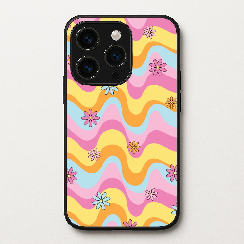 Summer Waves Retro Pattern - Abstract Patterns Phone Case for iPhone 15 Pro