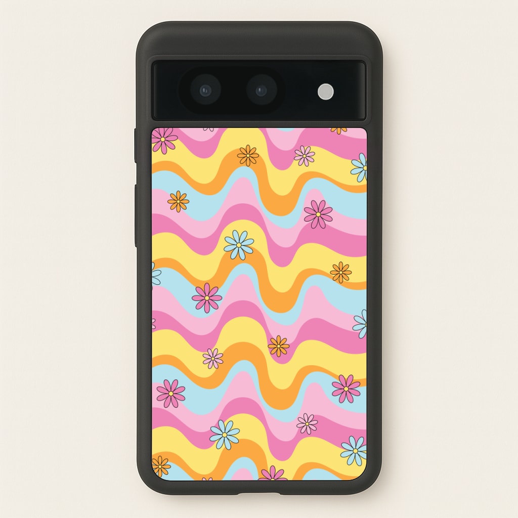 Summer Waves Retro Pattern - Abstract Patterns Phone Case for Google Pixel 8a