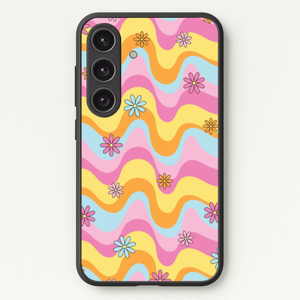 Summer Waves Retro Pattern - Abstract Patterns Phone Case for Galaxy S25 Plus