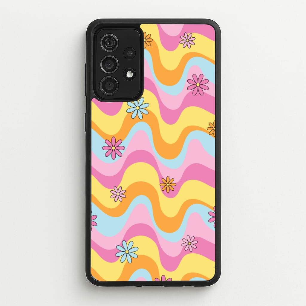 Summer Waves Retro Pattern - Abstract Patterns Phone Case for Galaxy A52 / A52s