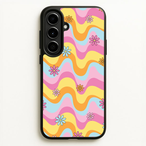 Summer Waves Retro Pattern - Abstract Patterns Phone Case for Galaxy A56