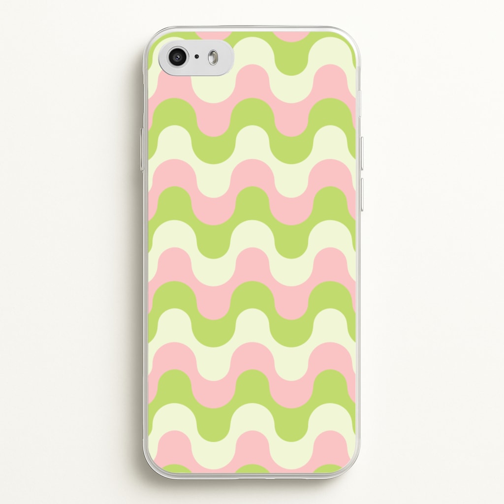 Green And Pink Retro Waves Pattern - Abstract Patterns Phone Case for iPhone 5 / 5s / SE 2016
