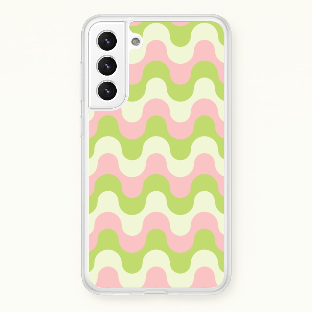 Green And Pink Retro Waves Pattern - Abstract Patterns Phone Case for Galaxy S21
