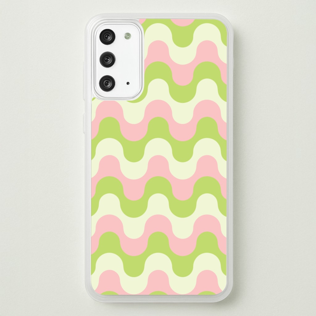 Green And Pink Retro Waves Pattern - Abstract Patterns Phone Case for Galaxy Note 20