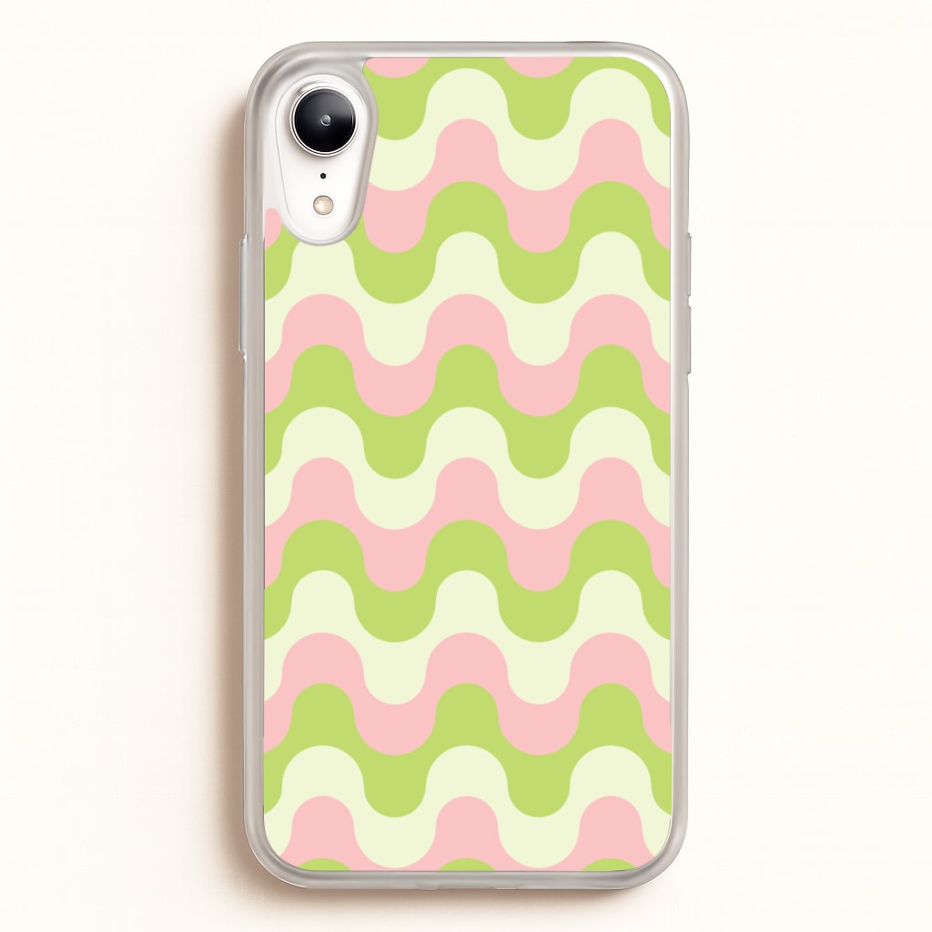 Green And Pink Retro Waves Pattern - Abstract Patterns Phone Case for iPhone XR