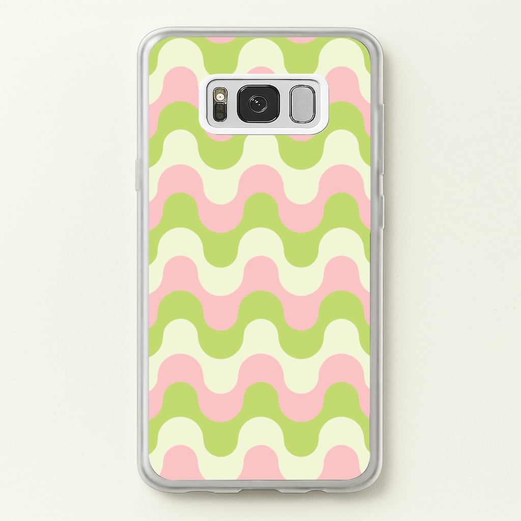 Green And Pink Retro Waves Pattern - Abstract Patterns Phone Case for Galaxy S8 Plus